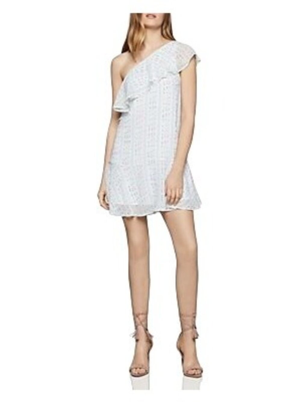 BCBGeneration Size S Small  Womens Printed Ruffled Mini Dress White Multi NWT